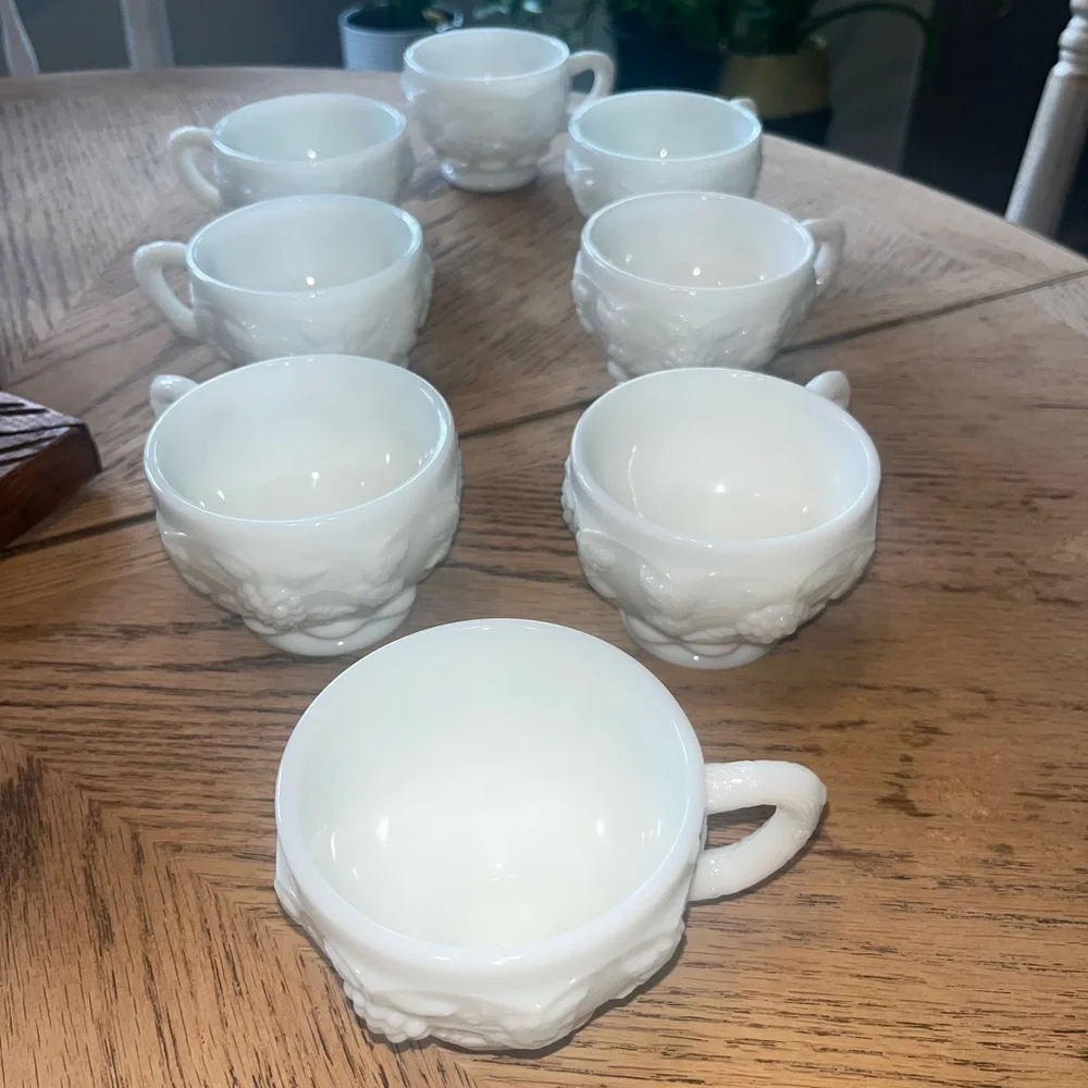 vintage Westmoreland Paneled Grape Milk Glass Punch Cup